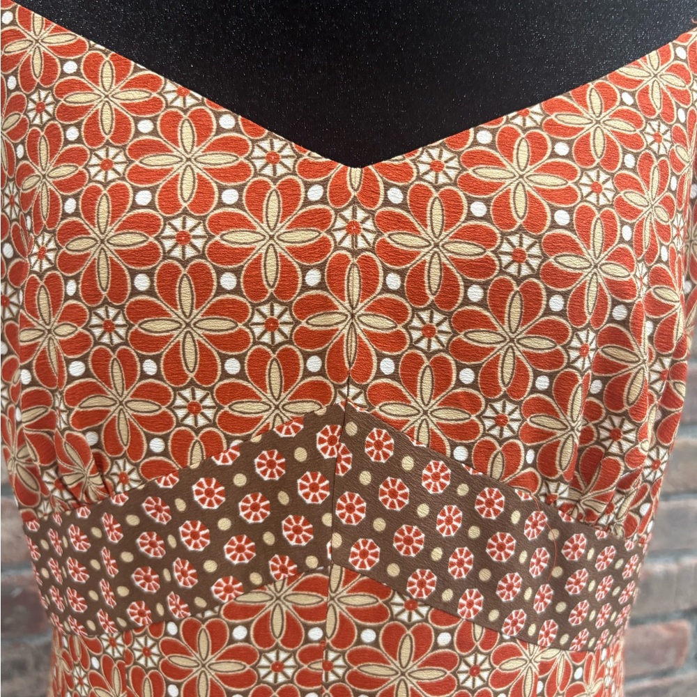 LOFT Terracotta Patterned boho chic, spaghetti strap summer Maxi Dress - Picture 4 of 8